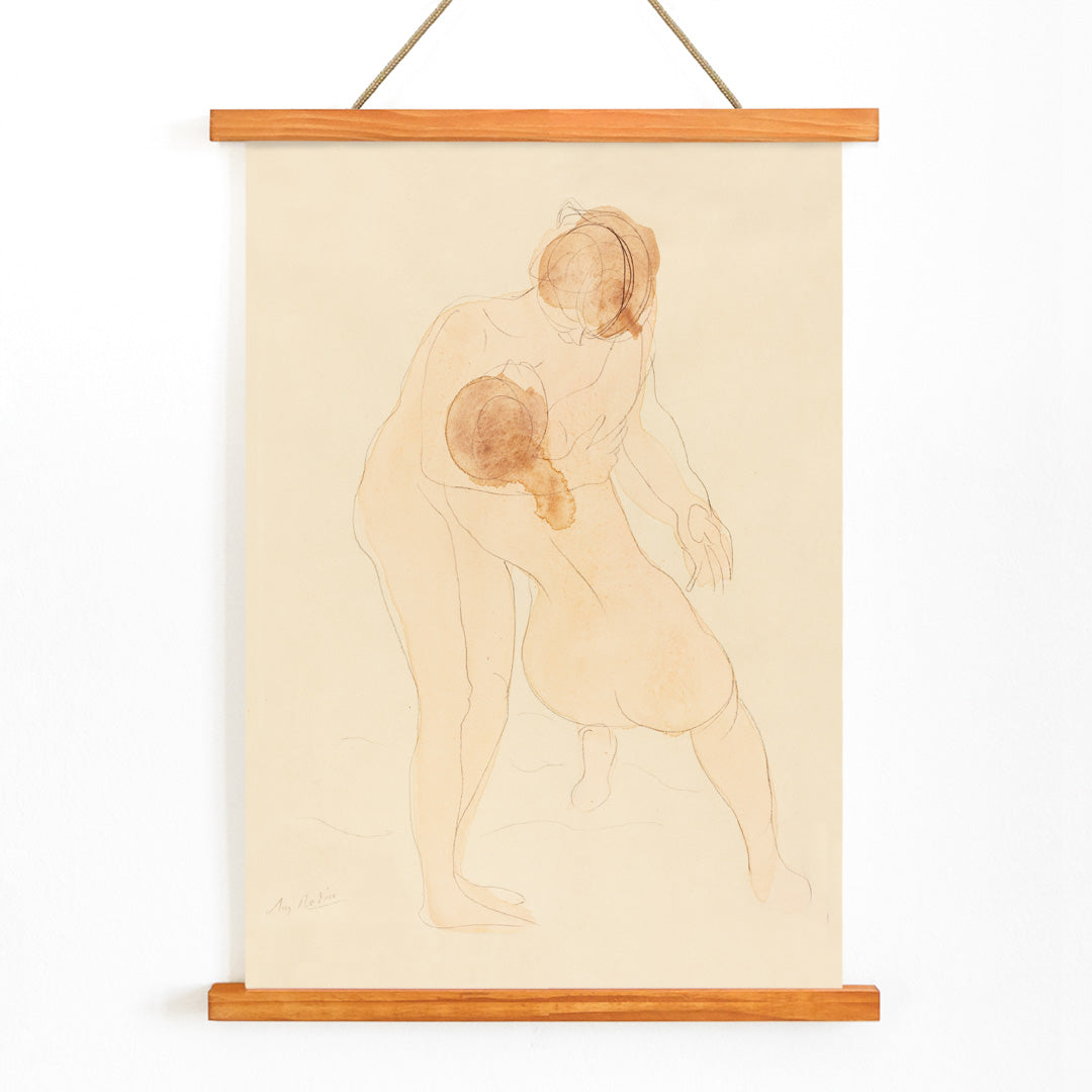 , with wooden magnetic frame on white background