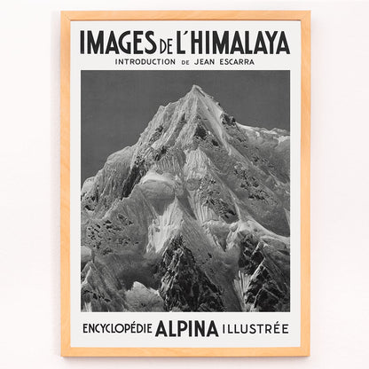 Le Siniolchu peak viewed from Zemu Glacier by Vittorio Sella from Images de l Himalaya poster of the Himalayas, framed and displayed in modern living room decor
