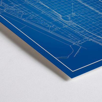 Closeup detail of Minimalist Buenos Aires Map wall art poster featuring city streets and landmarks by Minimalist artist