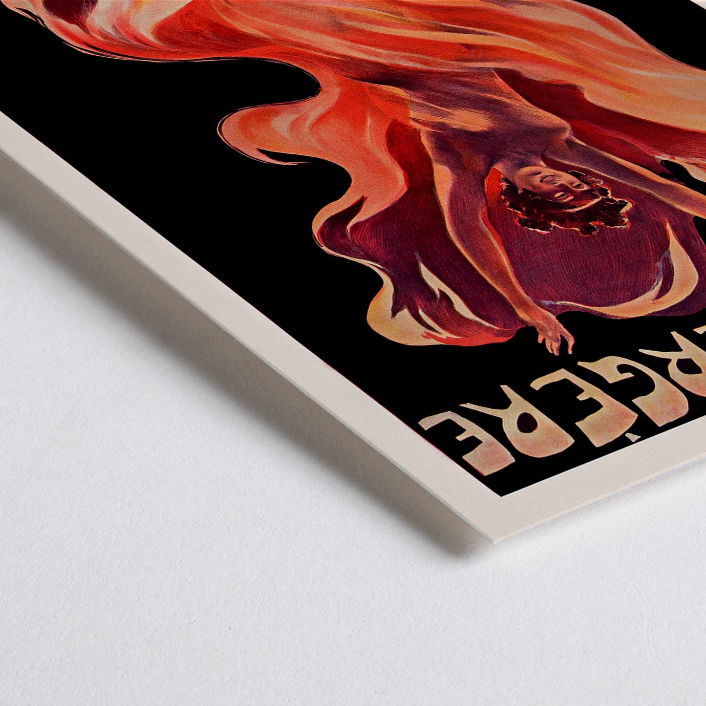 Closeup detail of Folies-Bergere La Loie Fuller by Pal vibrant poster artwork featuring a dancing woman with flowing and swirling colorful fabric