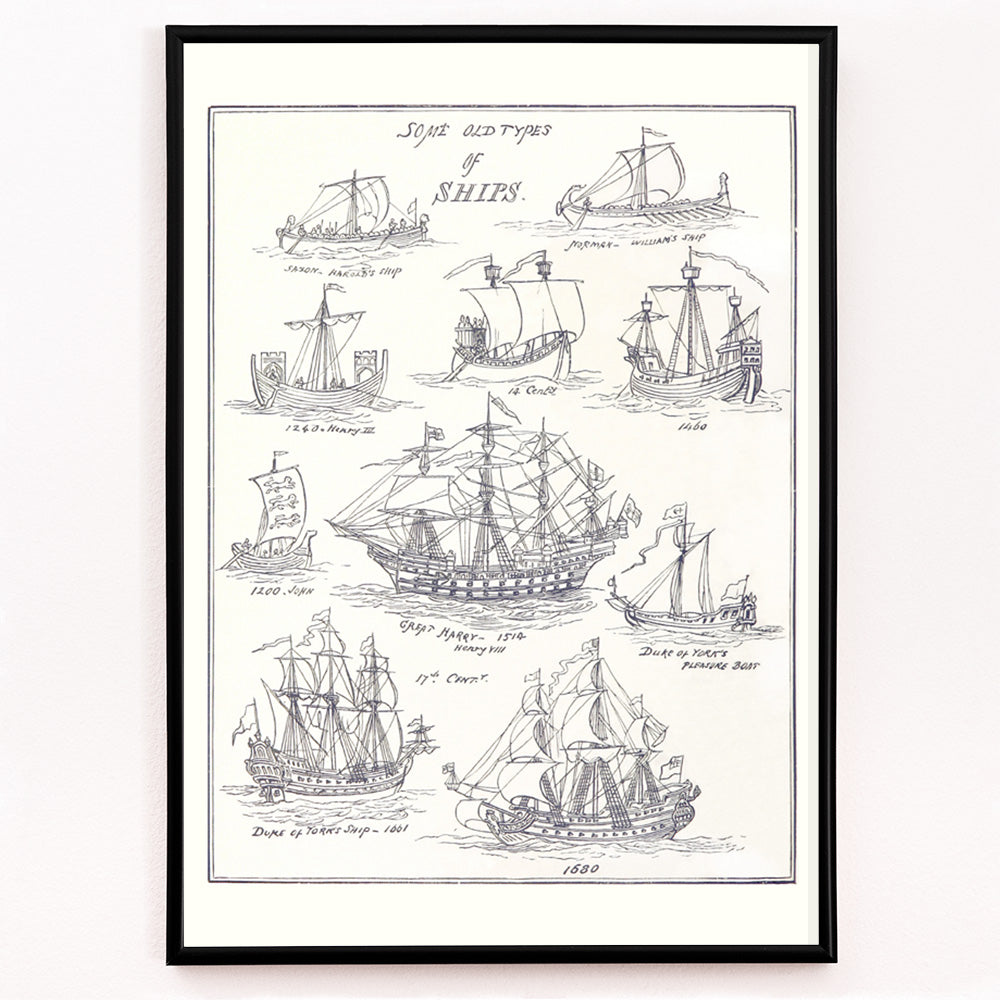 Closeup detail of Historic ship illustrations and detailed pen sketches from Sea Pictures drawn with pen and pencil by James Macaulay